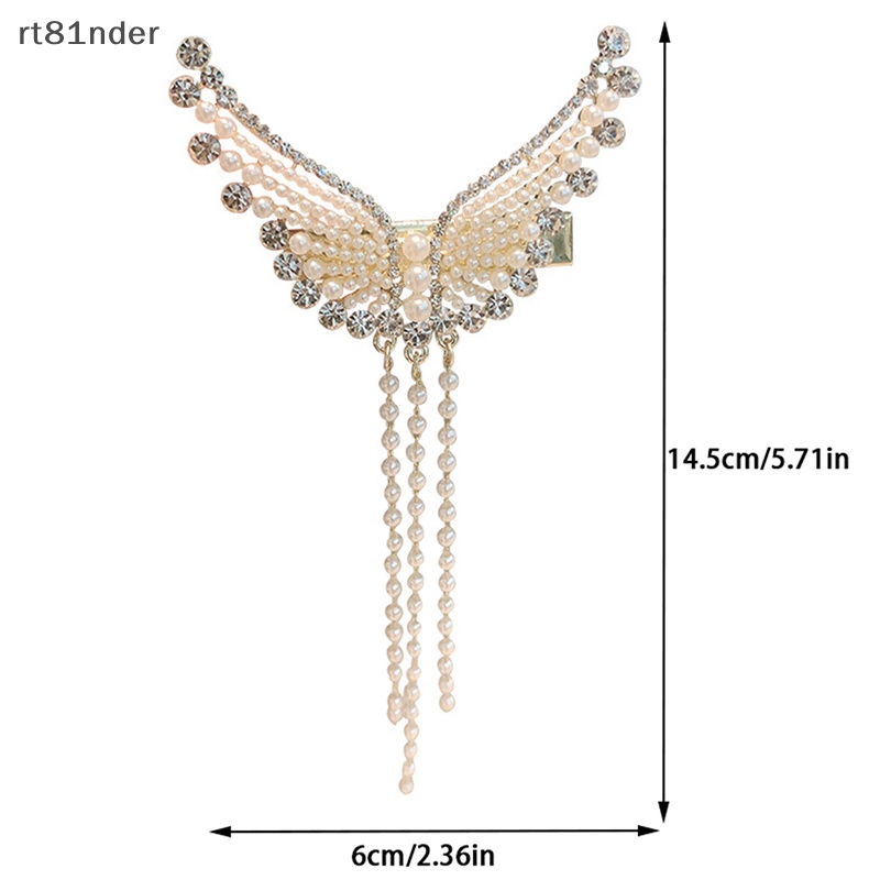 Rt Kẹp Tóc Cánh Bướm Thiên Thần Đính Ngọc Trai Cổ Điển Cho Nữ n