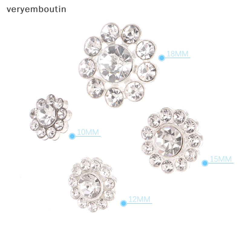 10 Nút Áo Kim Loại Hình Bông Hoa Đính Đá Lấp Lánh