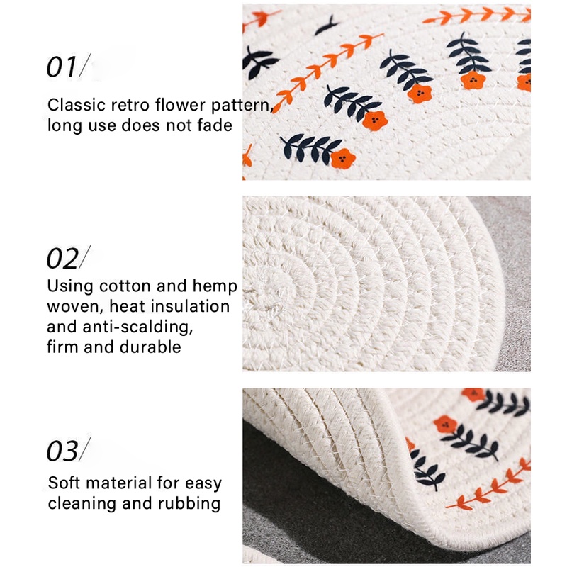 Tấm Lót Chén Dĩa / Ấm Trà / Ấm Trà Bằng Sợi Cotton Bện Chịu Nhiệt Độ Cao Chống Trượt Chống Bỏng