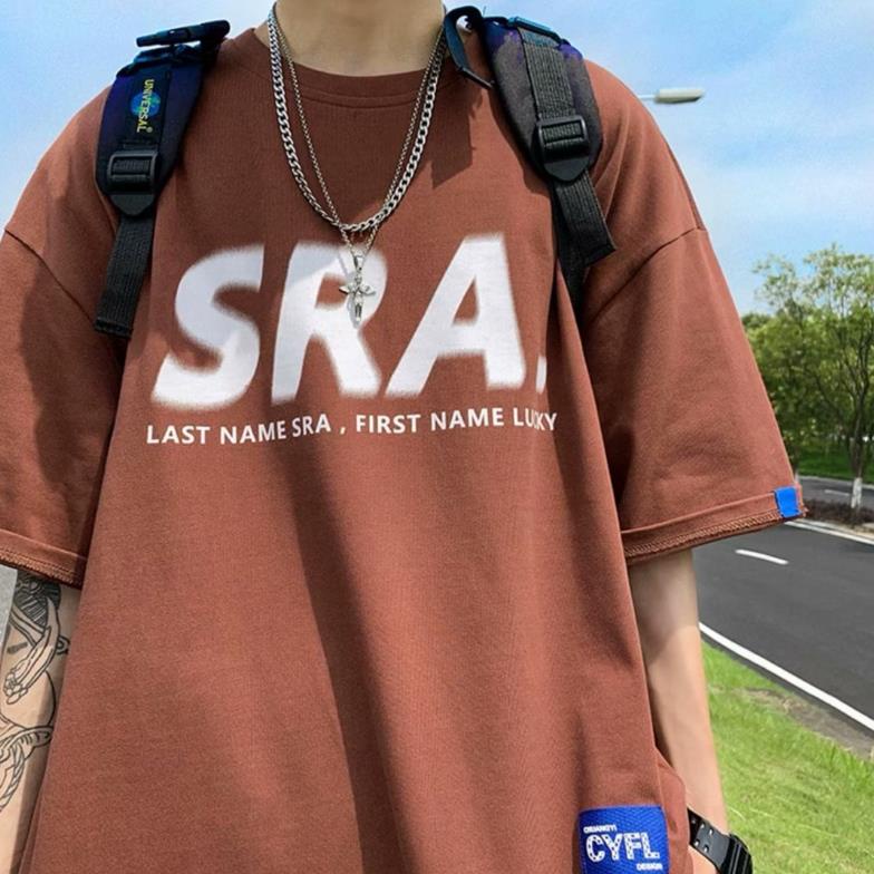 Áo Thun Tay Ngắn Dáng Rộng In Hình Nhãn Hiệu Thời Trang Mùa Hè Cho Nam size M-5XL