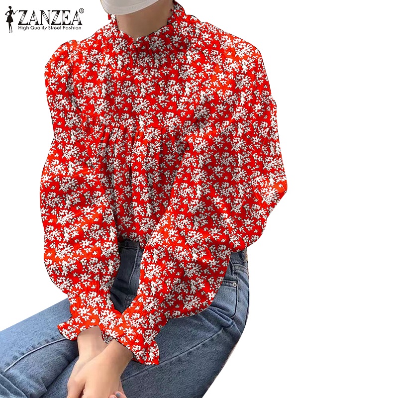 ZANZEA Áo Nữ Tay Dài Cổ Cao Thời Trang Quyến Rũ