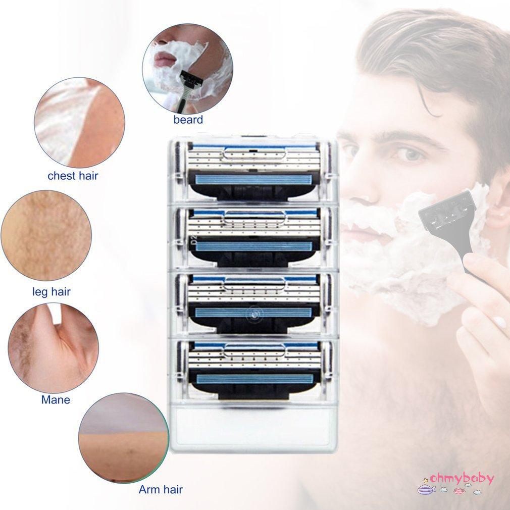 [Ready] 4 Cái Ba Lớp Dao Cạo Bằng Tay Có Thể Thay Thế Đầu Dụng Cụ Râu Nam [Z/11]