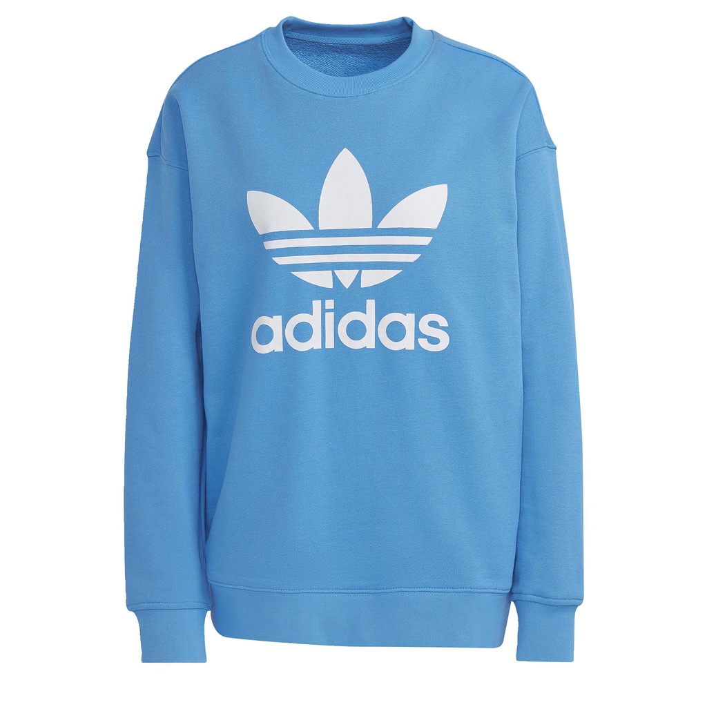 adidas Phong cách sống Áo nỉ cổ tròn Ba Lá Nữ Màu xanh da trời HL6677