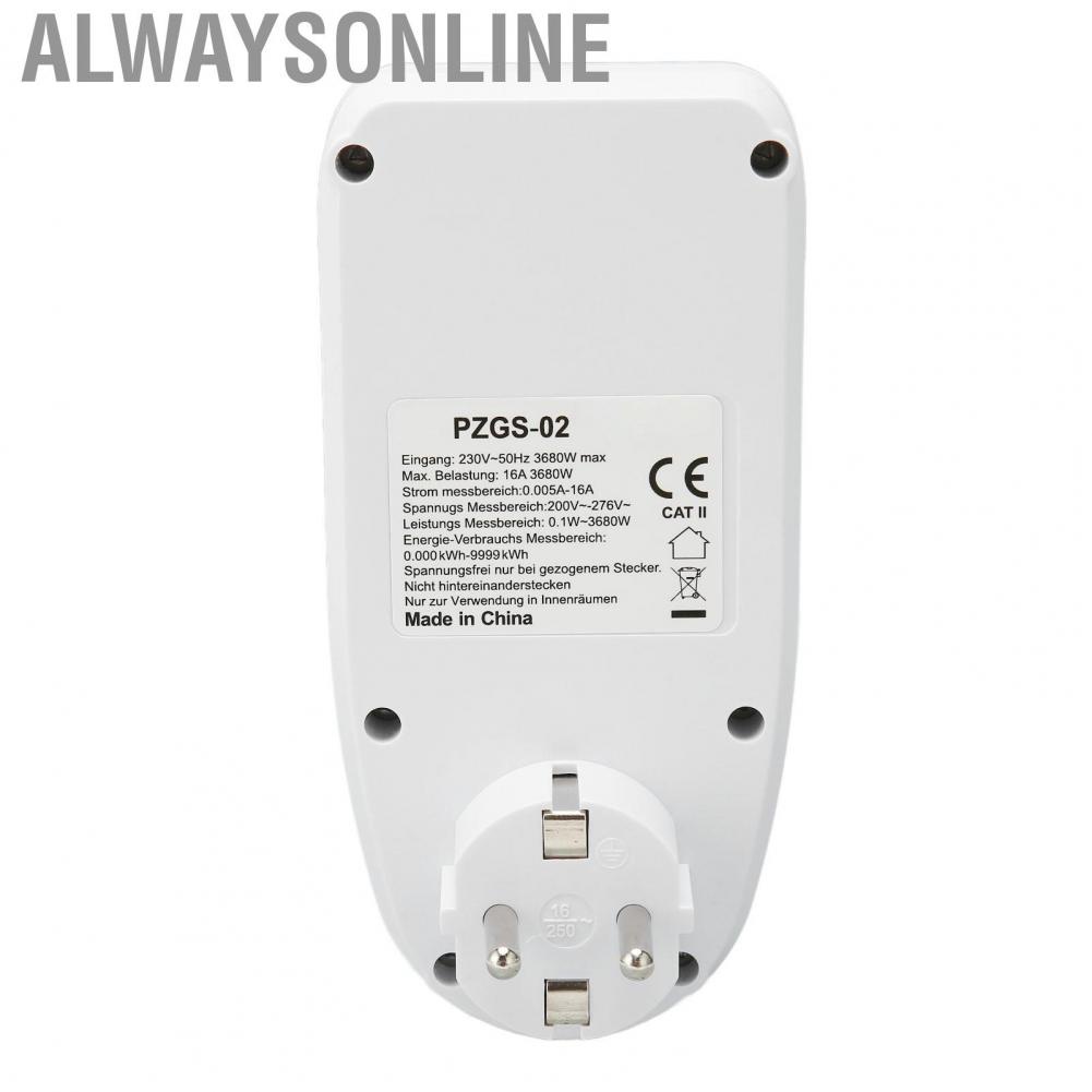 Alwaysonline Electrical Power Consumption Meter  Easy To Use GER Plug 230V High Accuracy for Printers Set Top Boxes