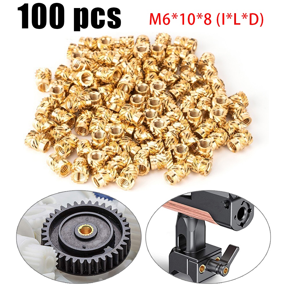 100 Đai Ốc Đồng M6 * 10 * 8