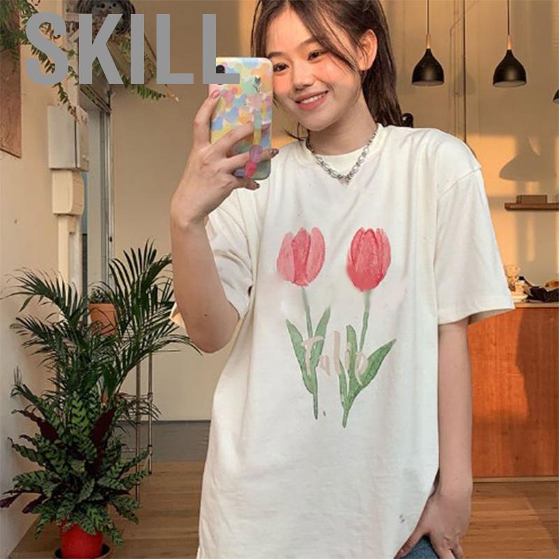 Skill Graphic Tees  Round Neck T Shirt Breathable Resistant for Summer Work School Party Shopping Date Teenager Girls and Women
