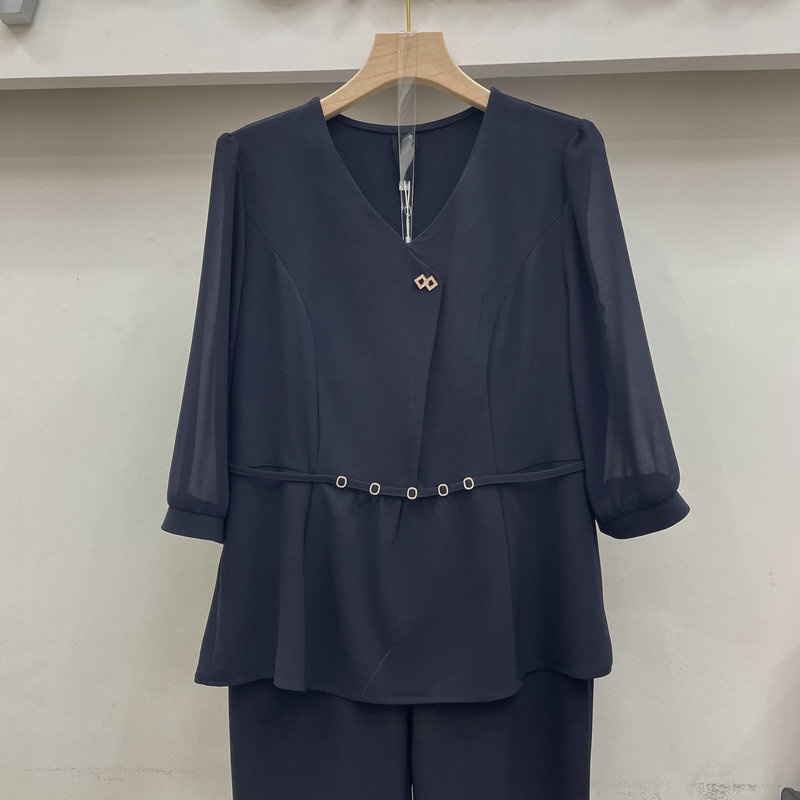 Bộ Áo Cổ Chữ V Phối Quần Dài Ôm Eo Thời Trang Xuân Hè Hàng Mới 2023 3A-A8122