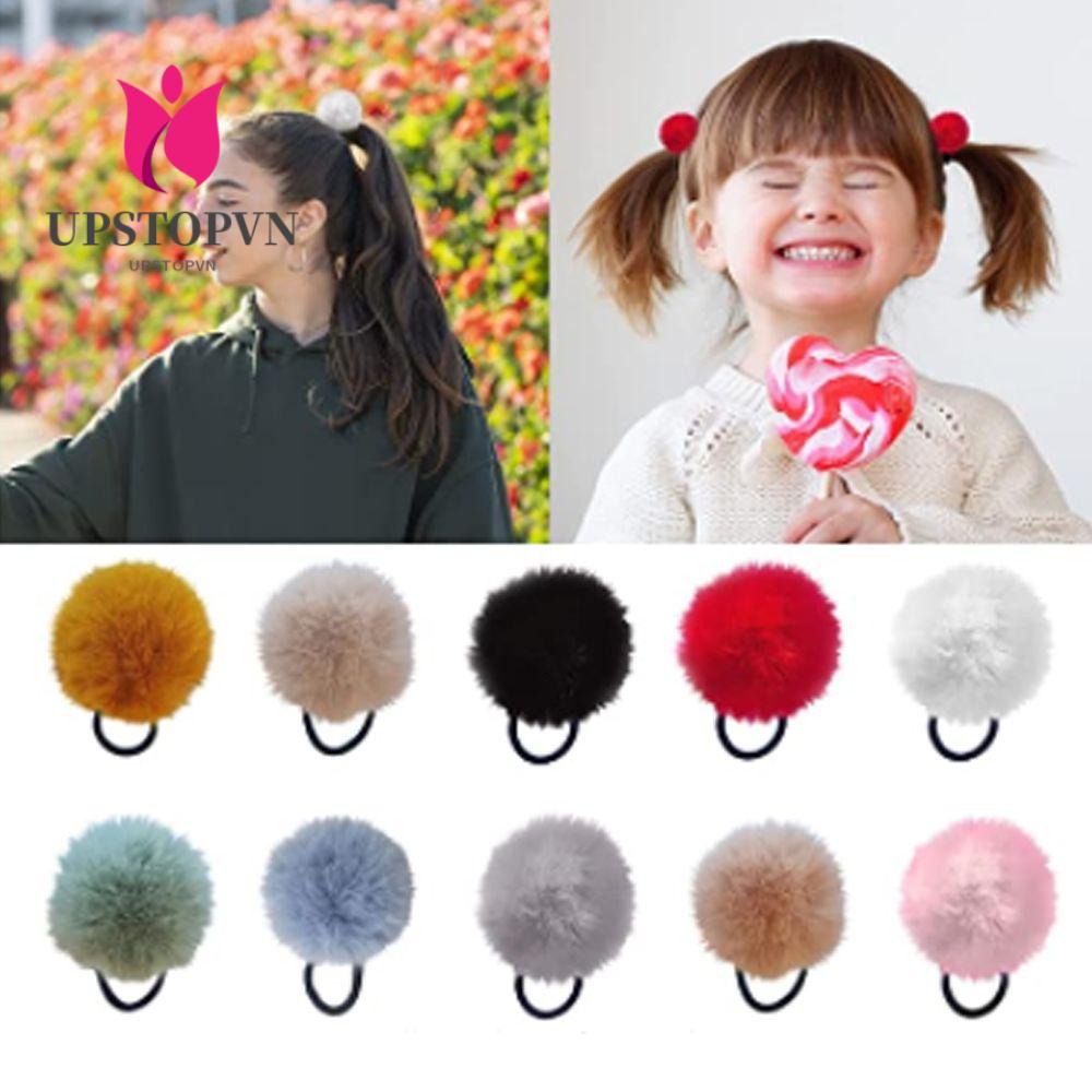 Dây Buộc Tóc Đính Bóng Lông Màu Sắc Thời Trang Cho Nữ