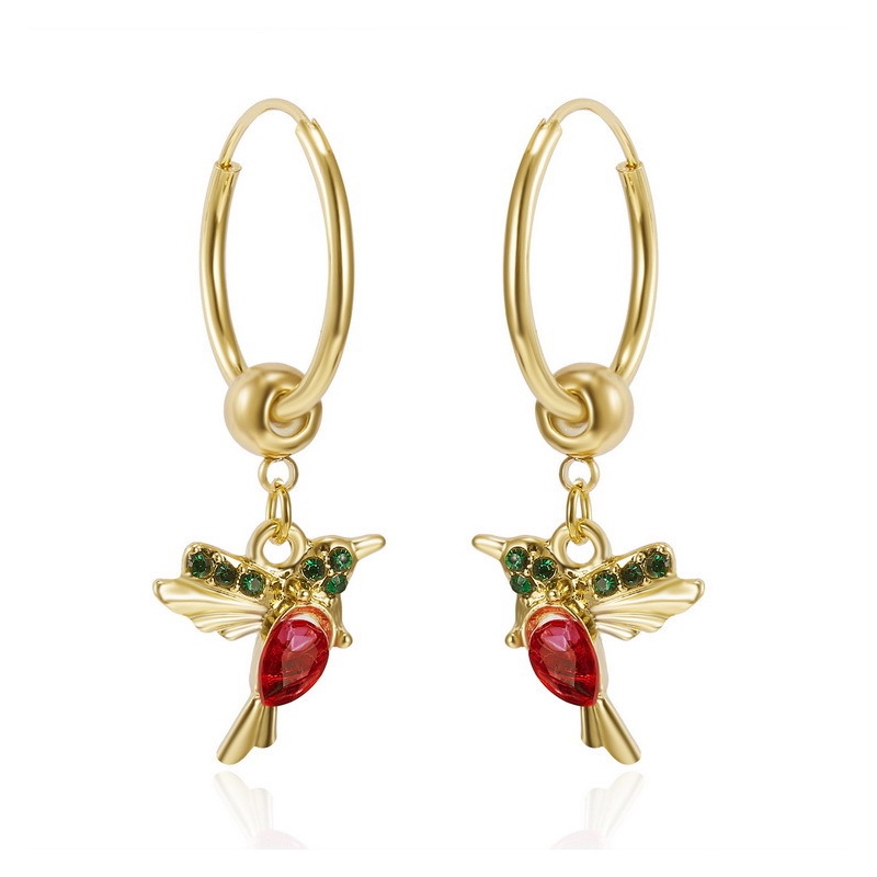 Khuyên Tai Vòng Rỗng Hình Chim Rỗng Đính Đá Tinh Xảo Thanh Lịch Cho Nữ