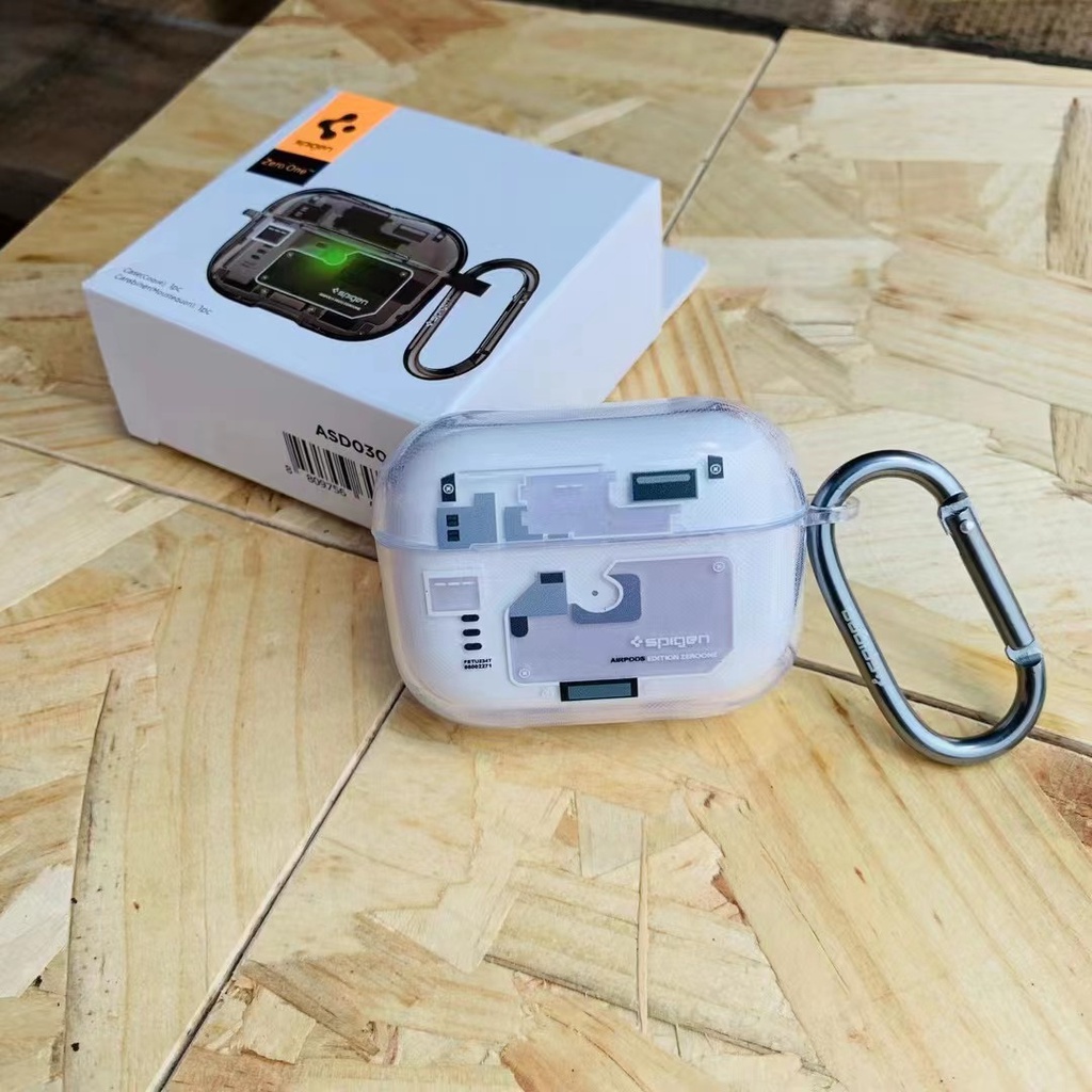 Vỏ Bảo Vệ Hộp Sạc Tai Nghe airpods pro 2 / pro / airpods 3 Hình Công Nghệ zero one Mềm Kèm Móc Kim Loại