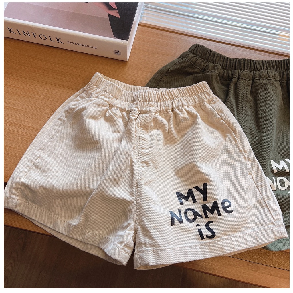 Quần Short Cotton Mỏng Màu Xanh Quân Đội Phong Cách Hàn Quốc Nhật Bản Thời Trang Mùa Hè Hàng Mới Dành Cho Bé Trai