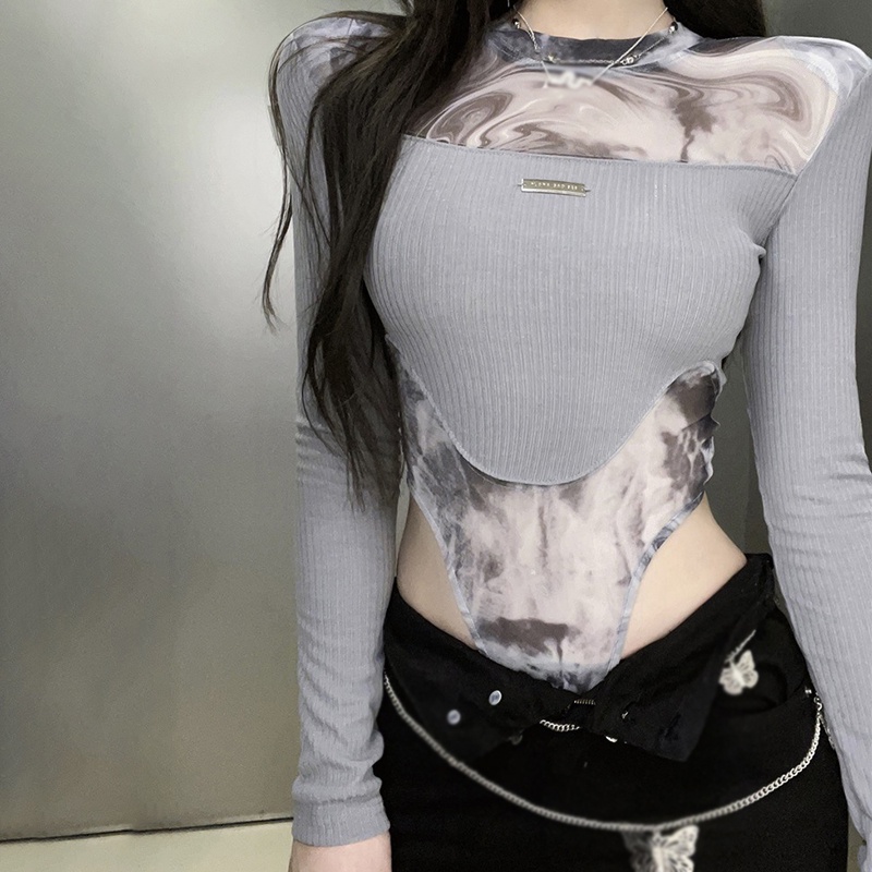 Áo Thun Croptop Tay Dài Y2K Nhuộm Màu Độc Đáo Thời Trang Cho Nữ
