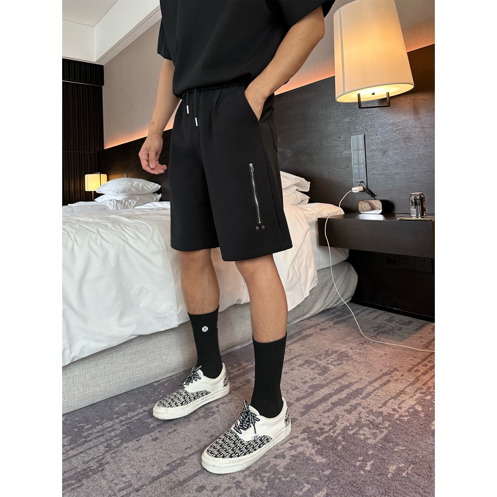 Set Đồ Thể Thao Ngắn Tay Phối Khóa Kéo Phong Cách Hong Kong Thời Trang Mùa Hè Cho Bé Trai
