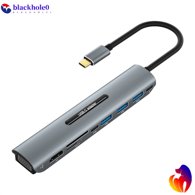 Bộ Chuyển Đổi Usb C 9 Trong 1 Với Đầu Đọc Thẻ Nhớ 4k Hdmi-compatible Vga 100w Pd 3 Cổng Usb 3.5mm