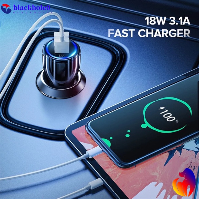 Cục Sạc Nhanh Qc3.0 Kép Usb Kép Bằng Hợp Kim Nhôm Thông Minh Cho Xe Hơi