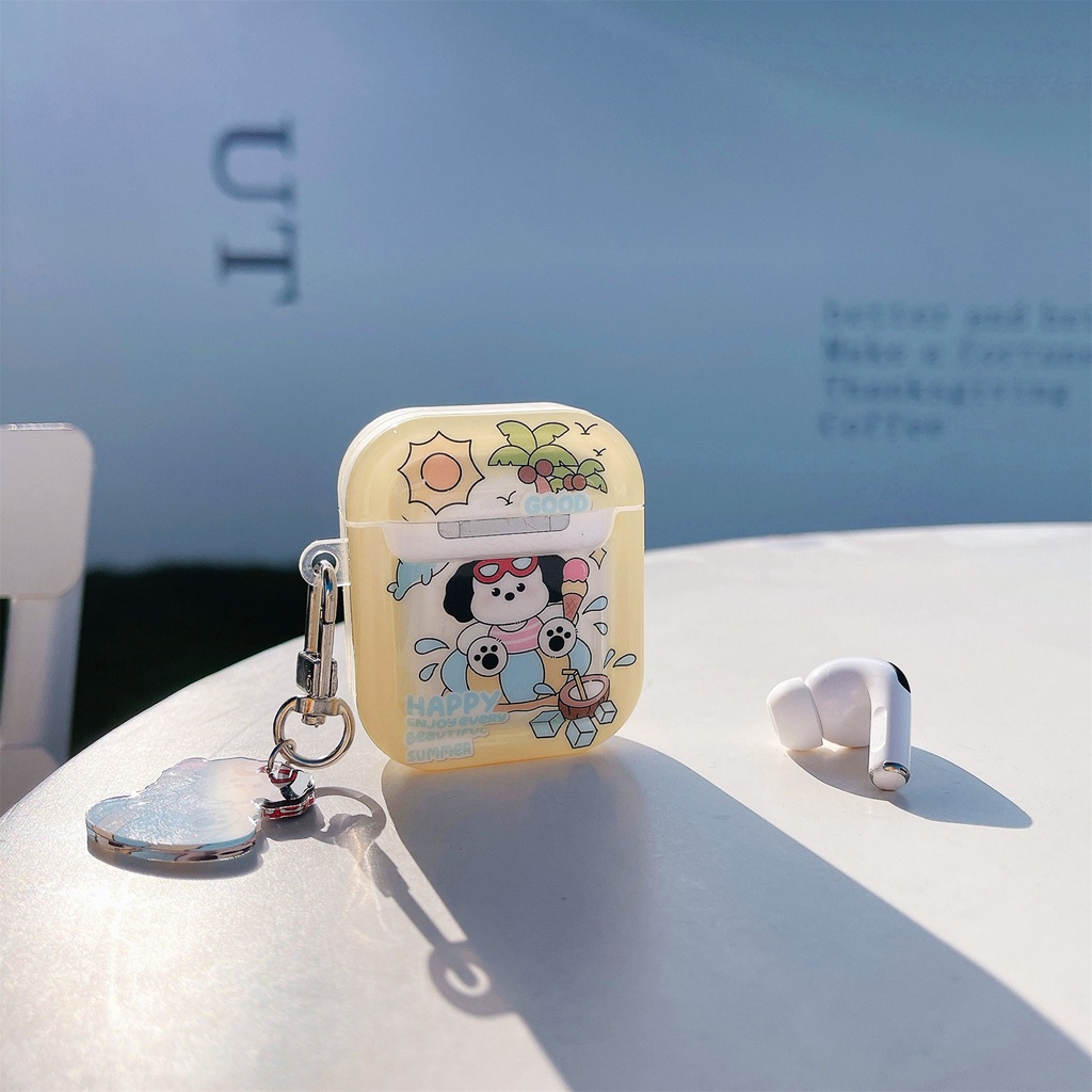Vỏ Bảo Vệ Hộp Sạc Tai Nghe Bluetooth AirPods 1 2 3 pro2 2022 Bằng Tpu Dẻo Trong Suốt Họa Tiết Bãi Biển Độc Đáo Thời Trang Chống Sốc