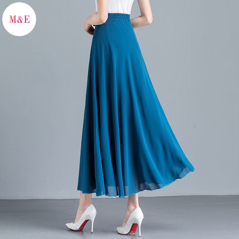 Hàng Có Sẵn Hàng Trực Tiếp Từ Nhà Máy Váy Dài Lưng Cao Màu Sắc Trơn Kích Thước Lớn Nhẹ Nhàng Kích Thước Lớn Cho Nữ @ -