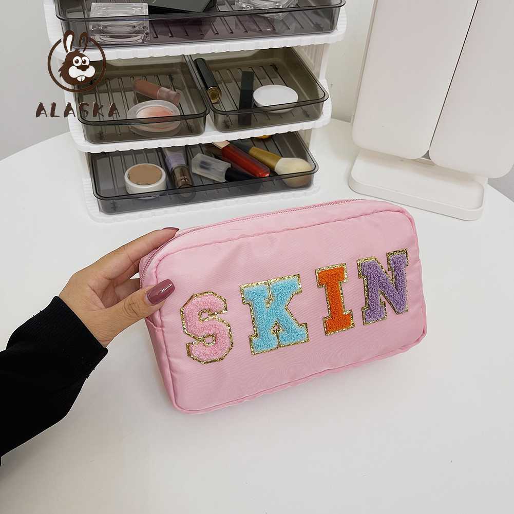 Túi Đựng Mỹ Phẩm / Đồ Vệ Sinh Cá Nhân Bằng Nylon Chống Thấm Nước Có Khóa Kéo Nhỏ Gọn Hàng Mới Dành Cho Bạn Nữ G [Ala