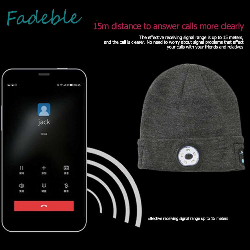 Mũ Beanie Dệt Kim Tích Hợp Tai Nghe Bluetooth Không Dây Có Đèn LED Thông Minh