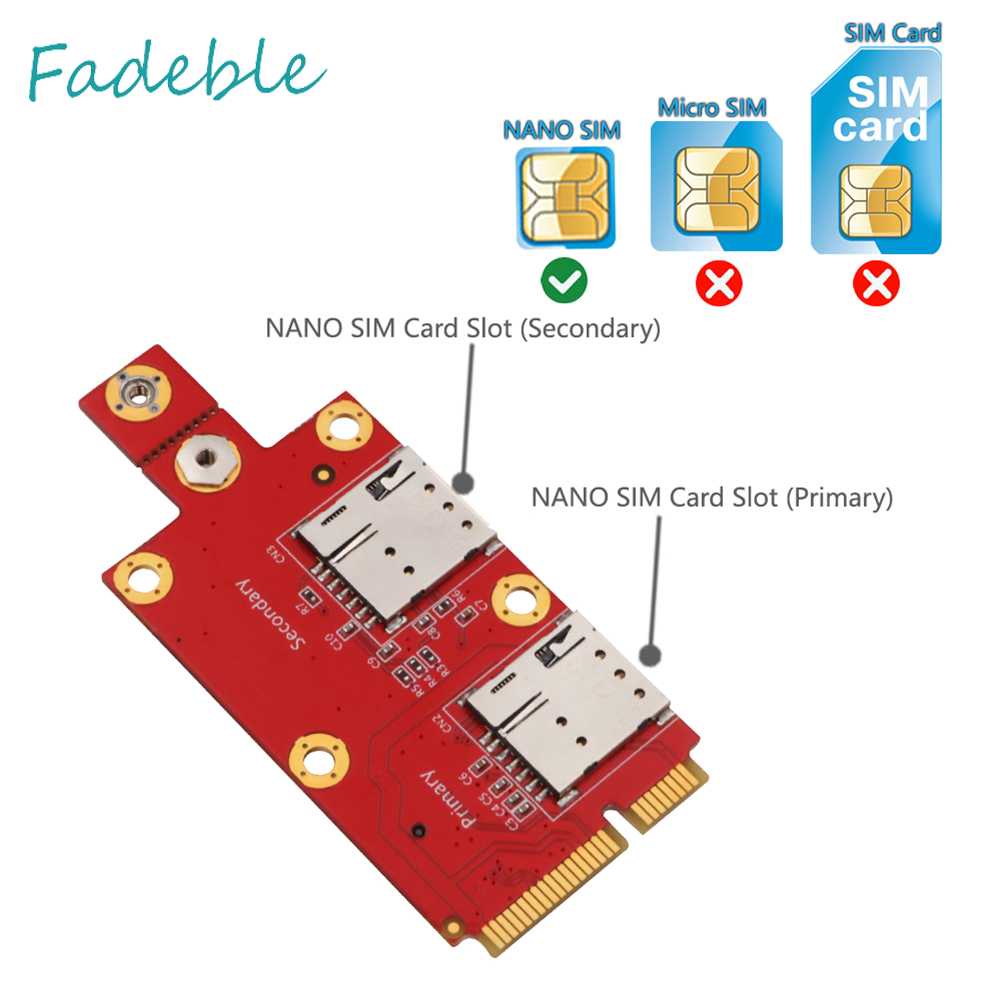 Thẻ SIM Điện NANO M.2 Key B Sang Mini Pci-E w / 2 Cho Mô-Đun 3G 4G 5G