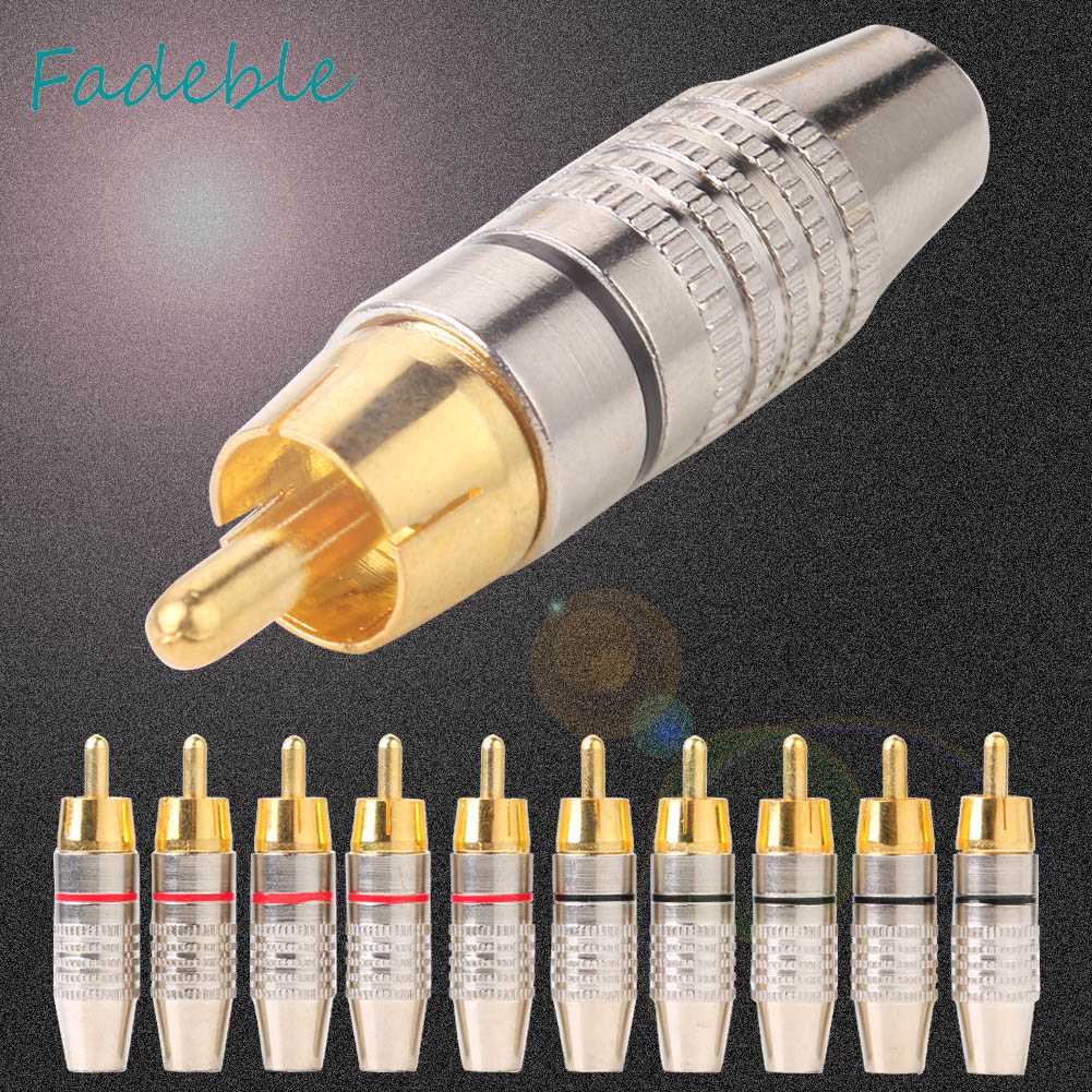 Set 10 Đầu Nối RCA Chuyên Nghiệp Cho Dây Cáp Âm Thanh / Video DIY