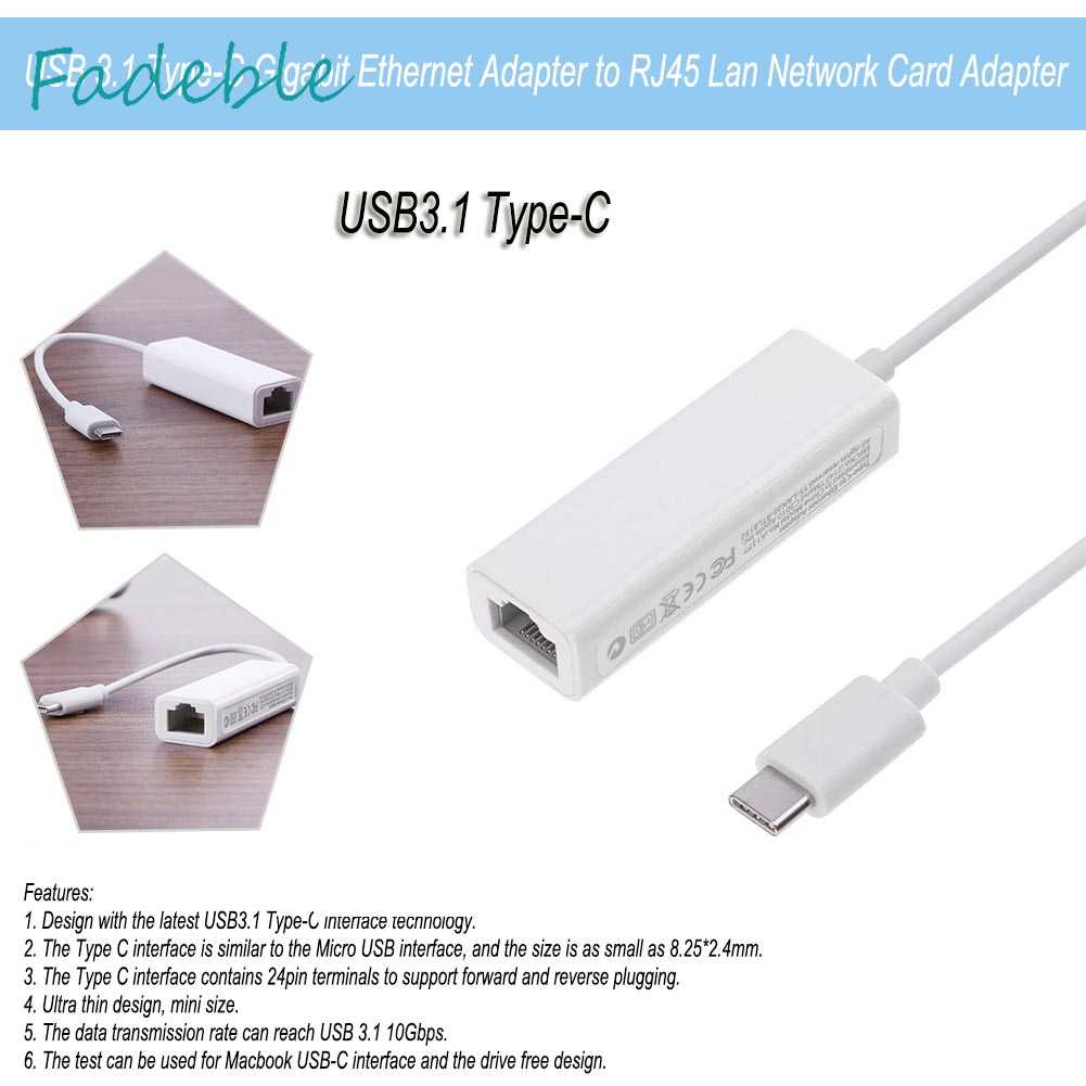 Cáp ChuyểN ĐổI Thẻ MạNg Lan RJ45 USB 3.1 Type-C