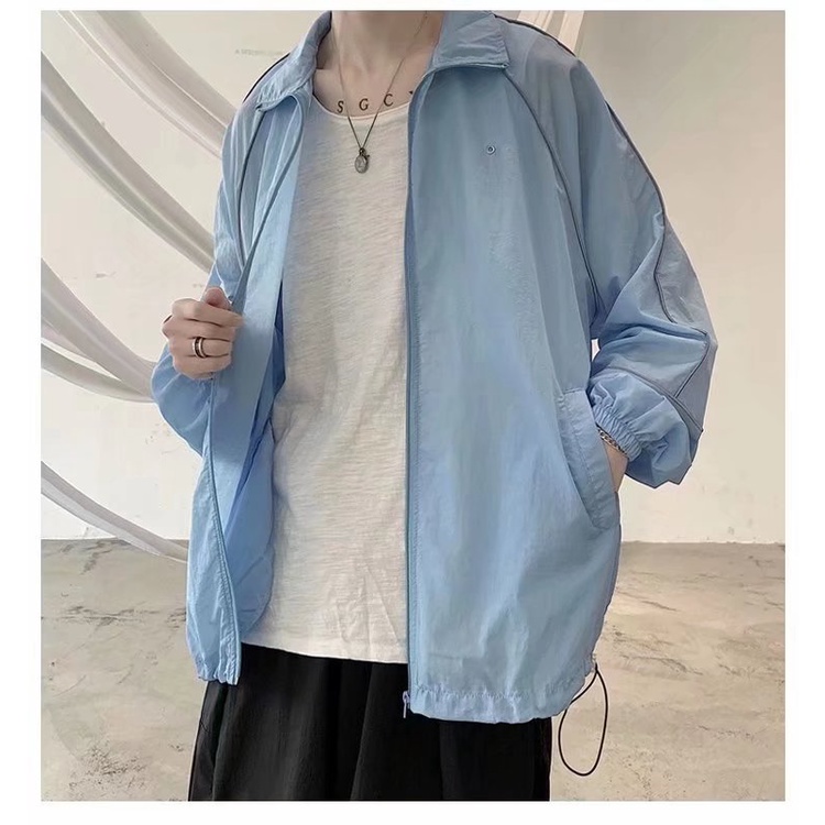 Áo Khoác Sơ Mi Dáng Rộng Mỏng Màu Trơn Đơn Giản Chống Tia UV Phong Cách Hàn Quốc Thời Trang Mùa Hè Mới Cho Nam