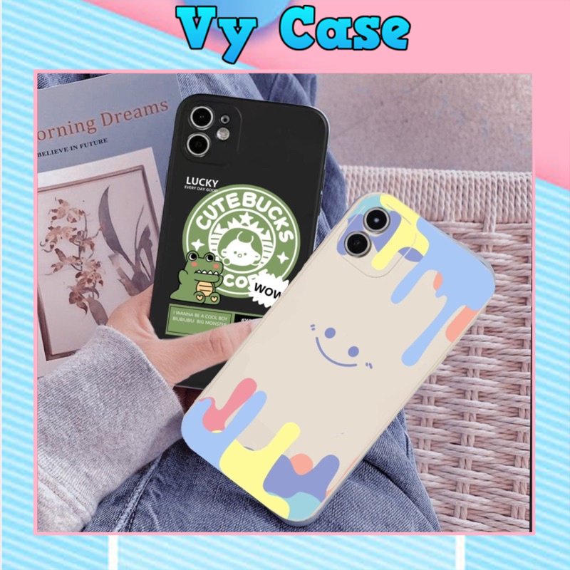 Ốp lưng hình cầu vồng icon mặt cười cạnh vuông giả lp 13 5/5s/6/6plus/6s/7/7plus/8/8plus/x/xr/xs/11/12/pro/max/13promax