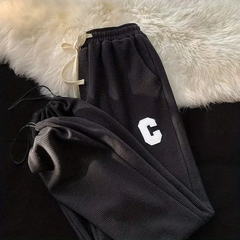 Quần Dài Thể Thao Dáng Rộng Ống Suông Phối Dây Rút Thời Trang Mùa Xuân Thu Giản Dị Dành Cho Nam