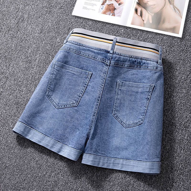 Quần Short Denim Rách Lưng Cao Dáng Chữ A Thêu Họa Tiết Phong Cách Mới 2023 Cho Nữ L5RR