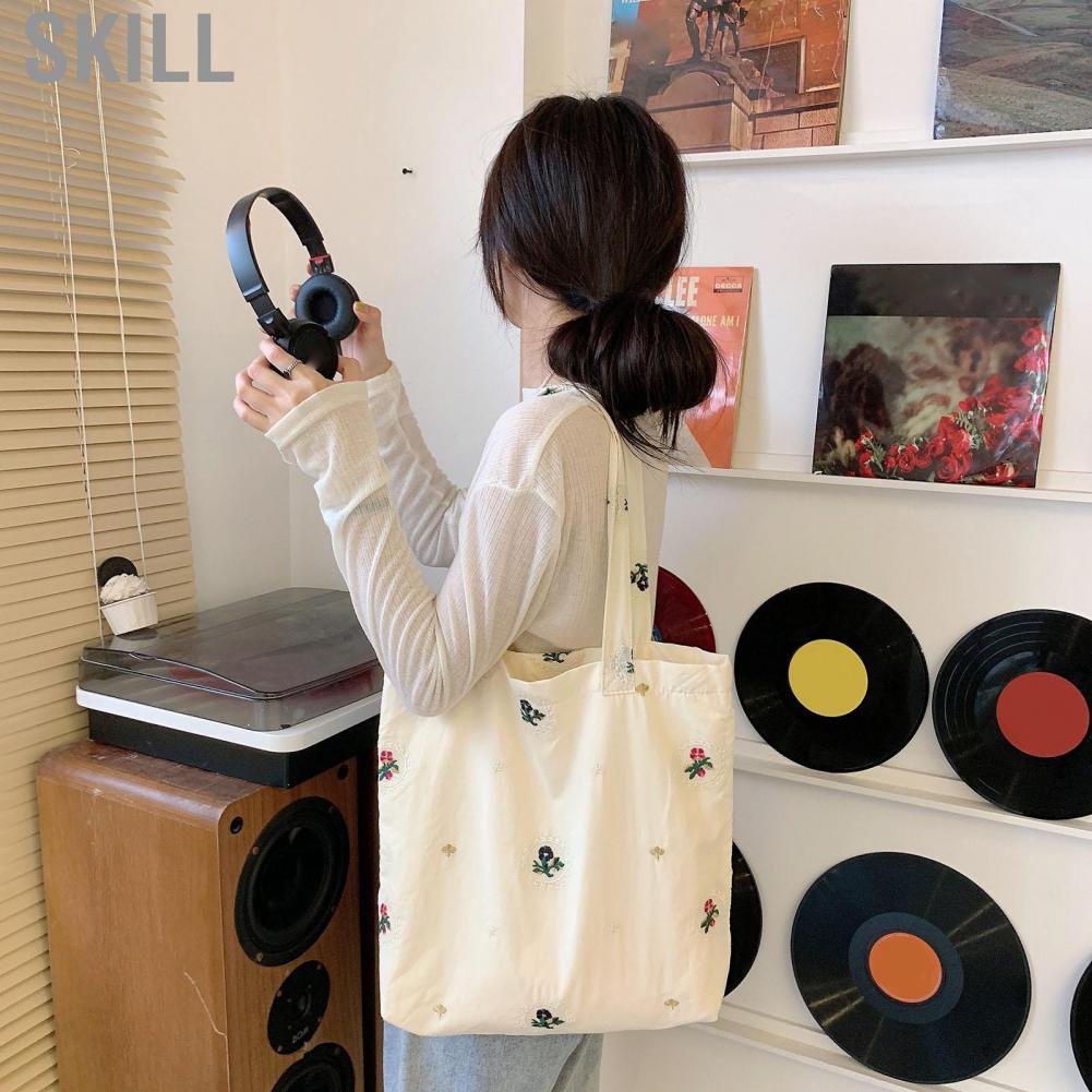 Skill Tote Bag  Apricot Fine Workmanship Elegant Breathable Stylish Large for Books