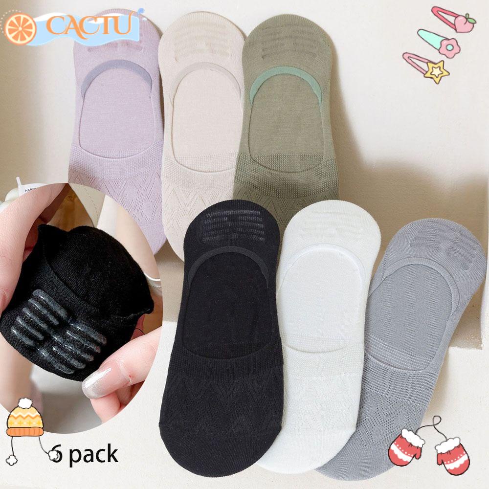 Bộ 6 Đôi Vớ Bằng Cotton Không Trơn Màu Sắc Xinh Xắn Cho Nữ