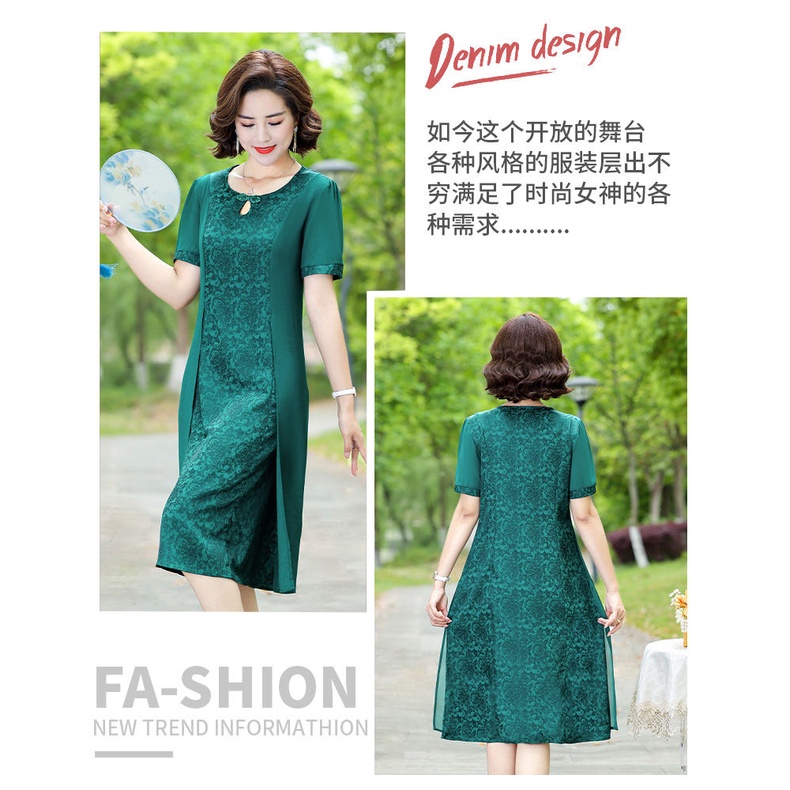 Đầm Giả Hai Mảnh Tay Ngắn Phong Cách Dân Tộc Thời Trang Mùa Hè Dành Cho Nữ