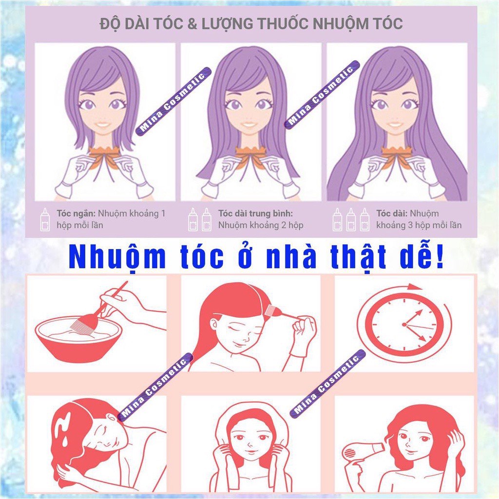 HOT 2023 Thuốc nhuộm tóc màu Xanh dương đen + tặng kèm oxy và gang tay