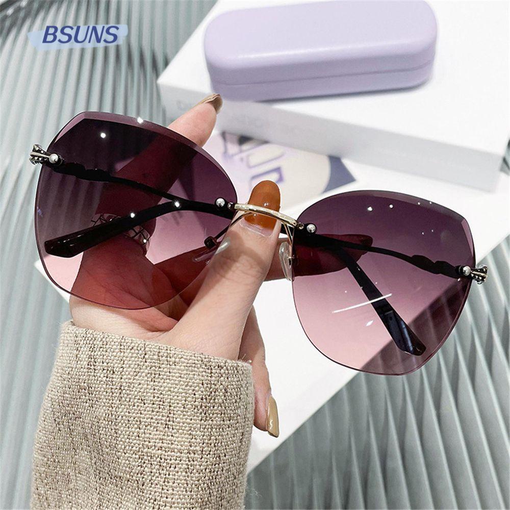 Kính Mát Oversized Không Gọng Gọng Kim Loại