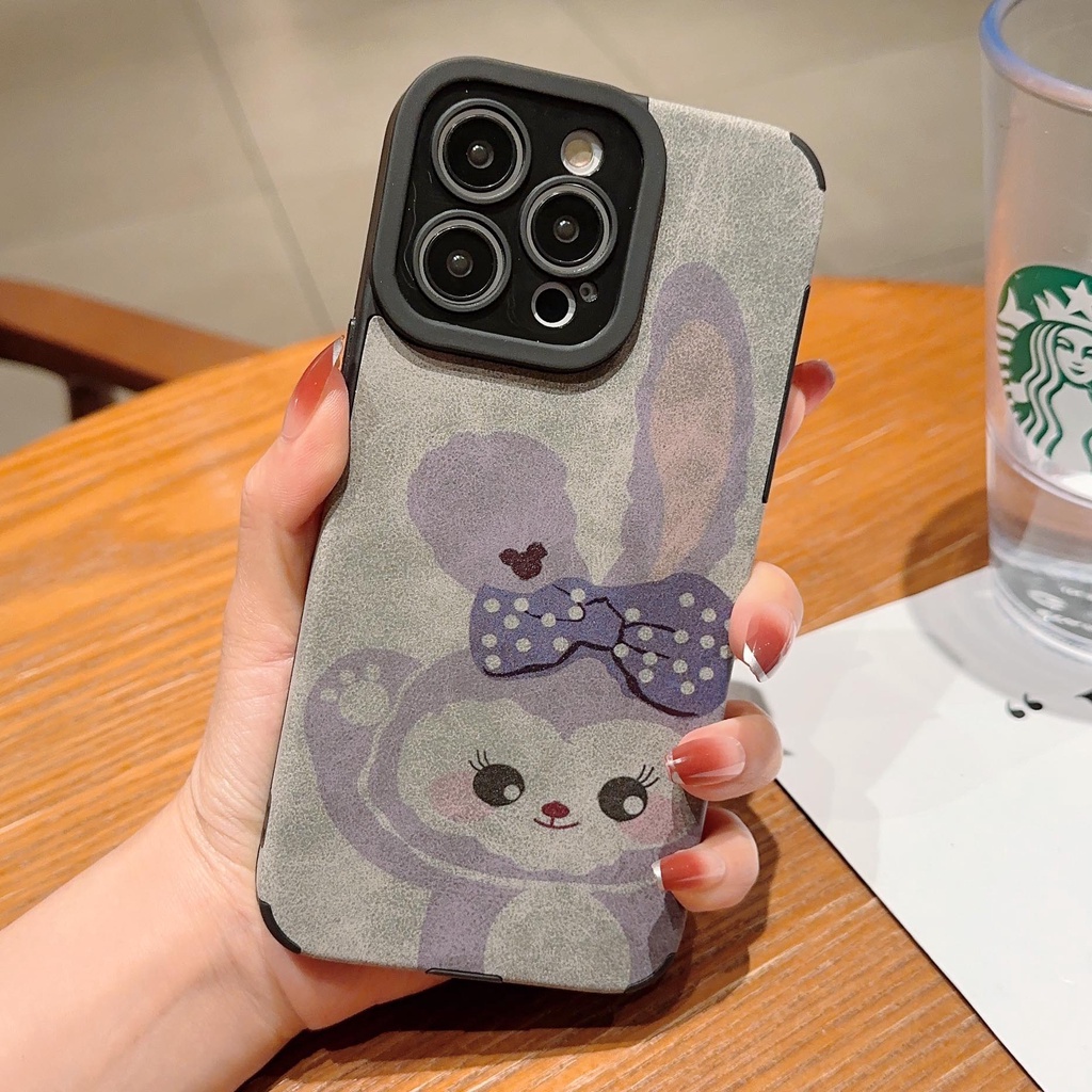 Ốp Điện Thoại Da Mềm Màu Xám In Hình Stellalou Bảo Vệ Ống Kính Máy Ảnh Cho Iphone 11 Pro Max 12 13promax 14 XS XSMAX 7P 8P