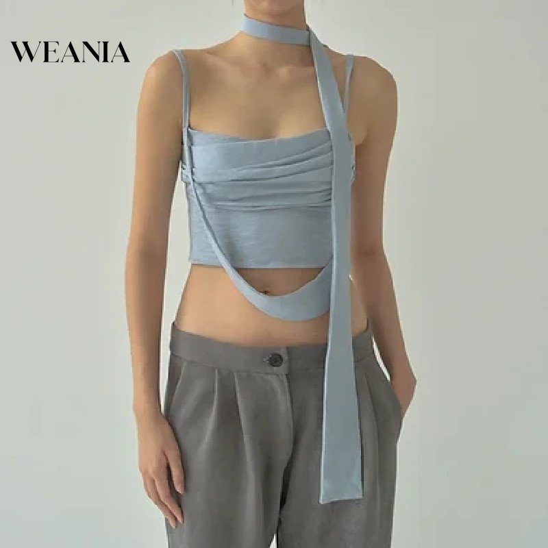 Áo Tank Top Trễ Vai Phối Bèo Thời Trang Cho Nữ