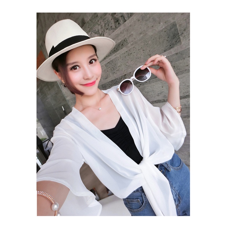 Áo Khoác Cardigan Chiffon Ngắn Chống Nắng Thời Trang Đi Biển Mùa Hè Cho Nữ