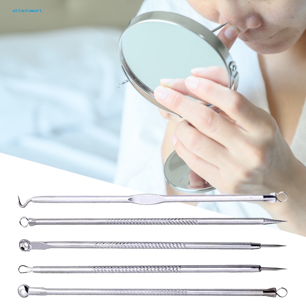 Túi Đựng Đồ Dùng Cao Cấp Tiện Dụng| Bộ 6 Dụng Cụ Nặn Mụn Đầu Đen Bằng Thép Không Gỉ Chống Trượt Cho Nam Và Nữ