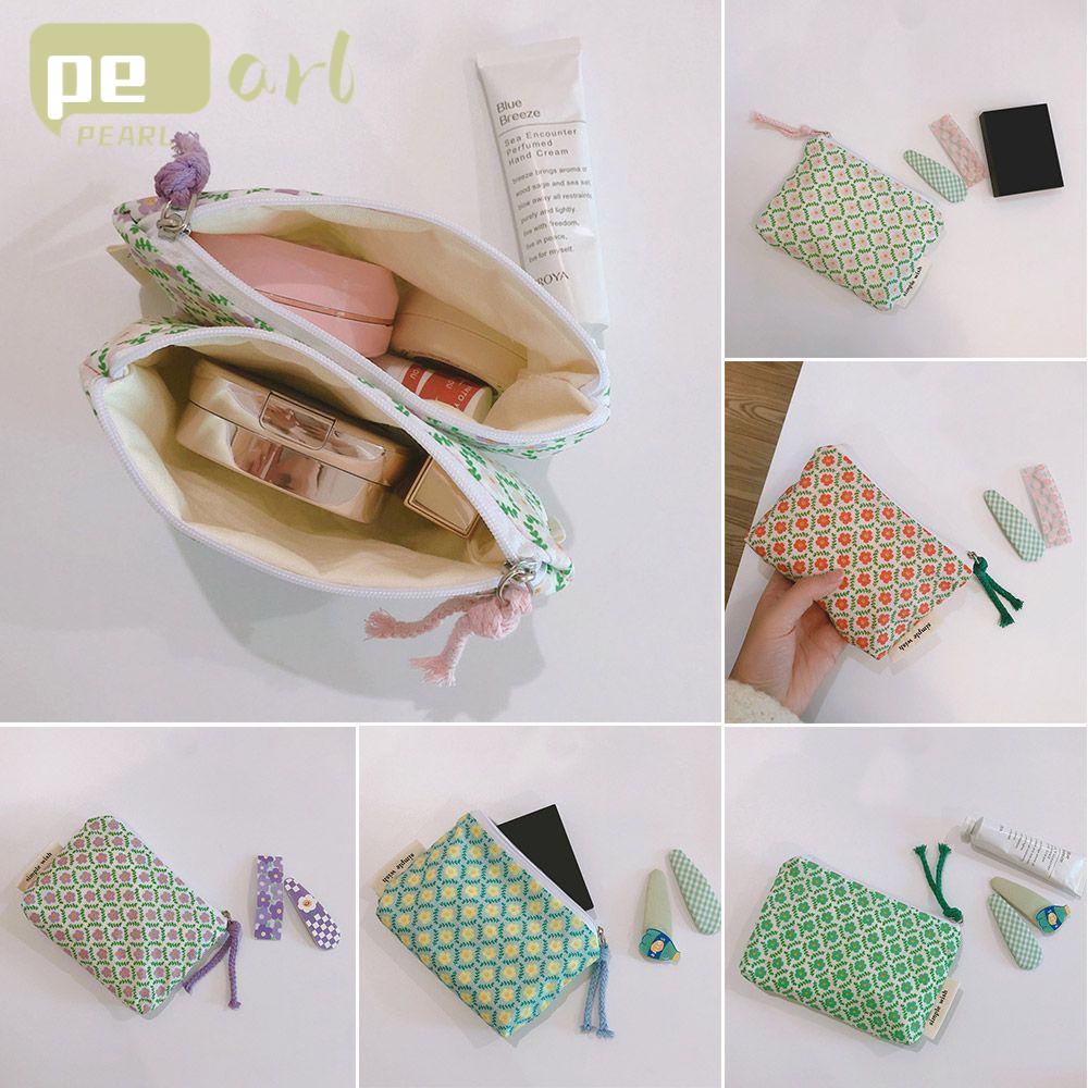 .Túi Đựng Mỹ Phẩm Khóa Kéo Họa Tiết Hoa Xinh Xắn
