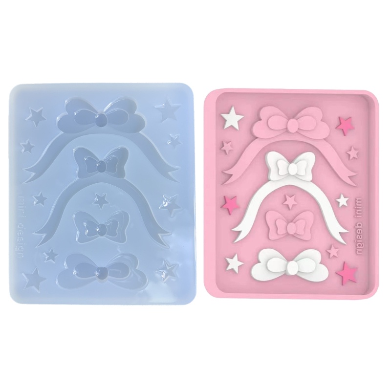 Mojito Khuôn Silicone Làm Móc Khóa DIY Hình Ngôi Sao / Nơ Xinh Xắn