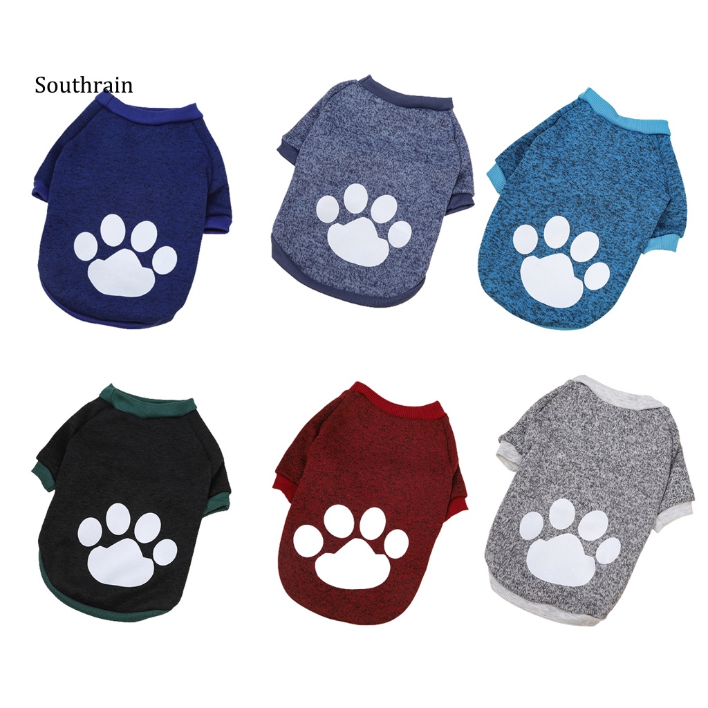 So Áo Sweater In Dấu Chân Hai Lớp Thoải Mái Giữ Ấm Tươi Mới Đáng Yêu Trang Trí Cho Thú Cưng Ngoài Trời