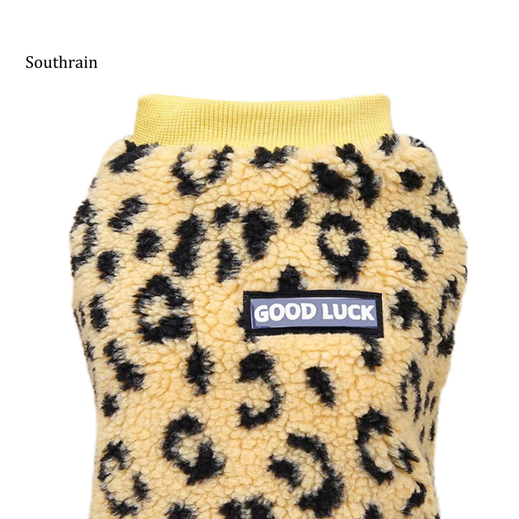 Áo Khoác Vải Polyester Mềm Giữ Ấm In Họa Tiết Da Báo Quyến Rũ Thoải Mái Cho Cún Cưng