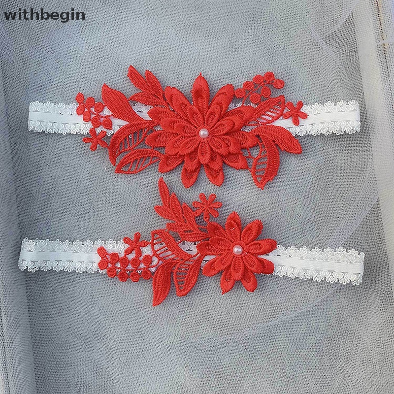 Đai Ren Hoa Đính Ngọc Trai Pha Lê Trang Trí Đùi Cho Cô Dâu