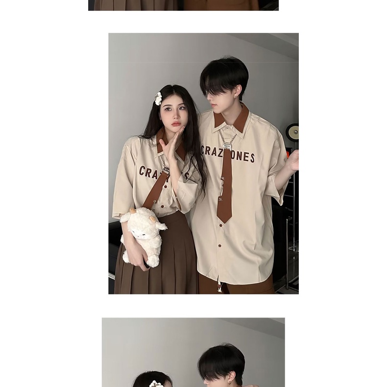 Áo Thun Đồng Phục Tay Ngắn Phong Cách Retro Dành Cho Cặp Đôi