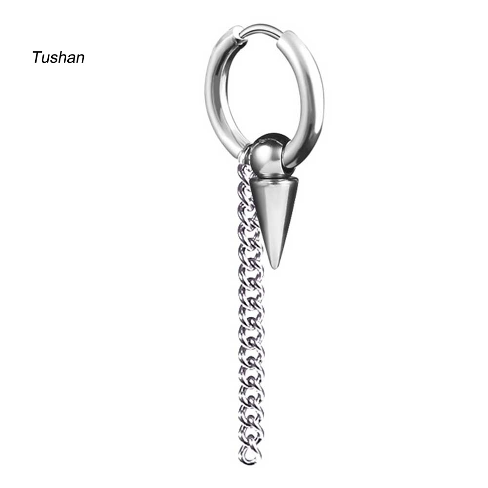 1 Khuyên Tai Dây Xích Dài Bằng Thép Không Gỉ Thời Trang Cho Nam