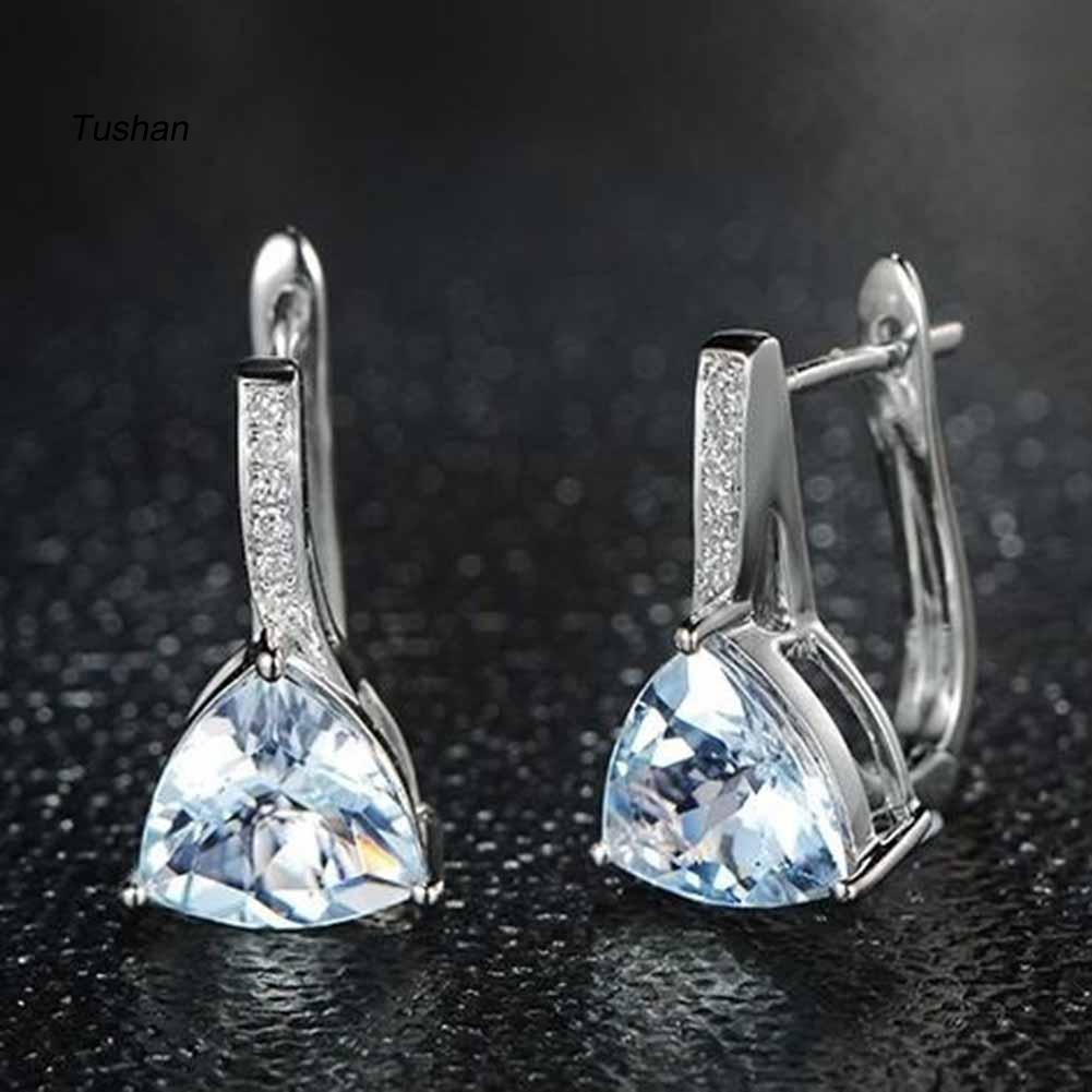 Khuyên Tai Đính Đá Sapphire Giả Thanh Lịch Cho Nữ