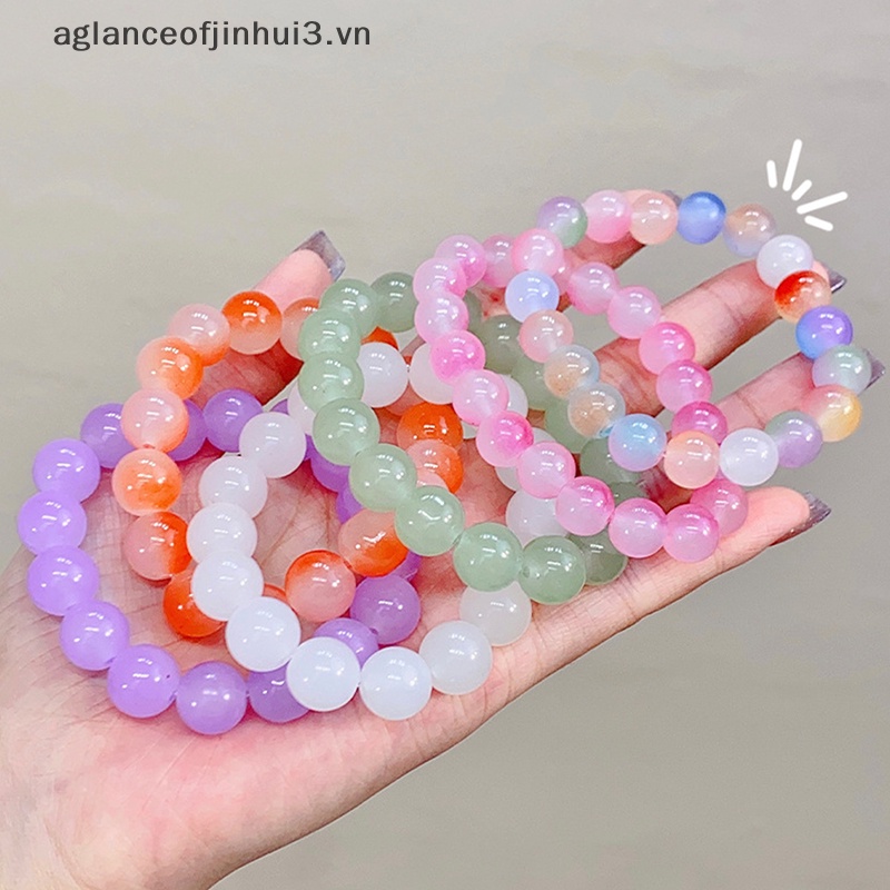 ~ Afhvn ~ Vòng Tay Chuỗi Hạt Đá Ngọc Bích Màu Sắc Gradient Cầu Nguyện May Mắn Cho Nam Và Nữ