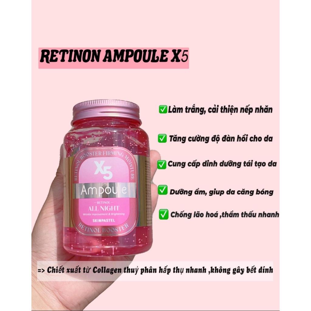 Serum Retinol Skinpastel Retinol Booster Apoule X5 All Night 250ml Cấp Ẩm Trẻ Hoá Da Hàn Quốc
