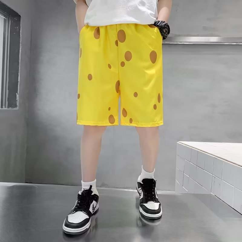 Quần Short Đi Biển Dáng Rộng In Họa Tiết SpongeBob Thời Trang Mùa Hè Cho Nam